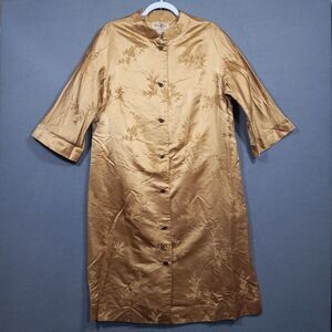 Vintage Queen Lee Kimono Robe Size Large Coat Lined Gold British Hong Kong Silk